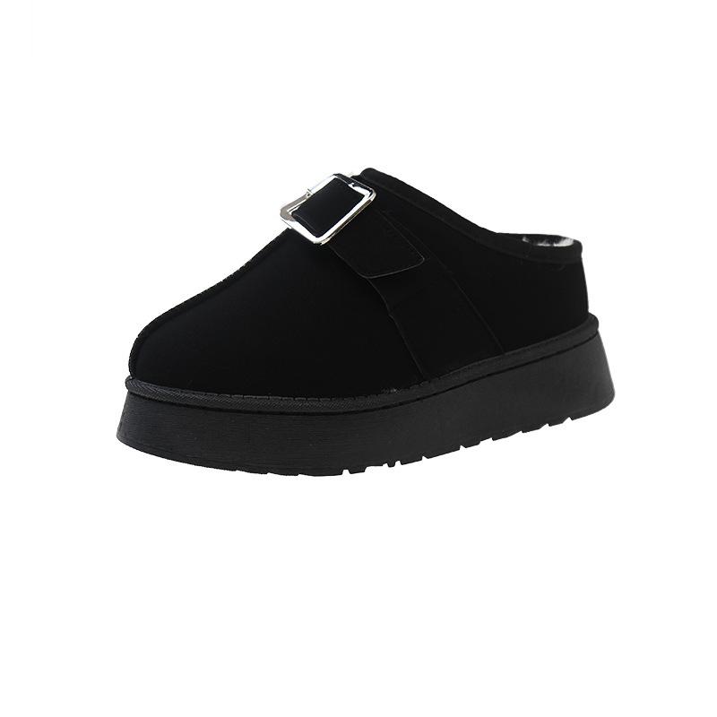 Korean version of the ladies plush lining-soft elastic muffin sole slippers home outdoor slippers thickened warm lightweight comfortable shoes