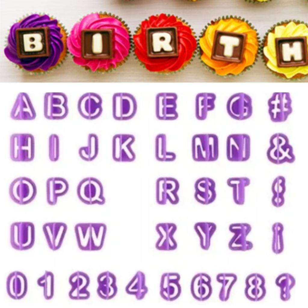 40pcs Numeral Alphabetic Cake Stencils Semiotic Food Grade Plastic Cake Topper Decorative Fillings for Home Baking