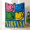 Colorful Nirvana Smiley Face Design Printed Flannel Blanket for Bedroom, Living Room, Sofa, and Nap