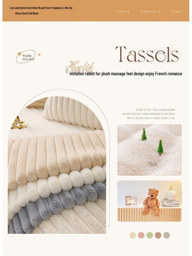 2025 Luxury Winter Sofa Cushion: Thick Rabbit Fur Plush, Non-Slip, Ideal for Solid Wood and Leather