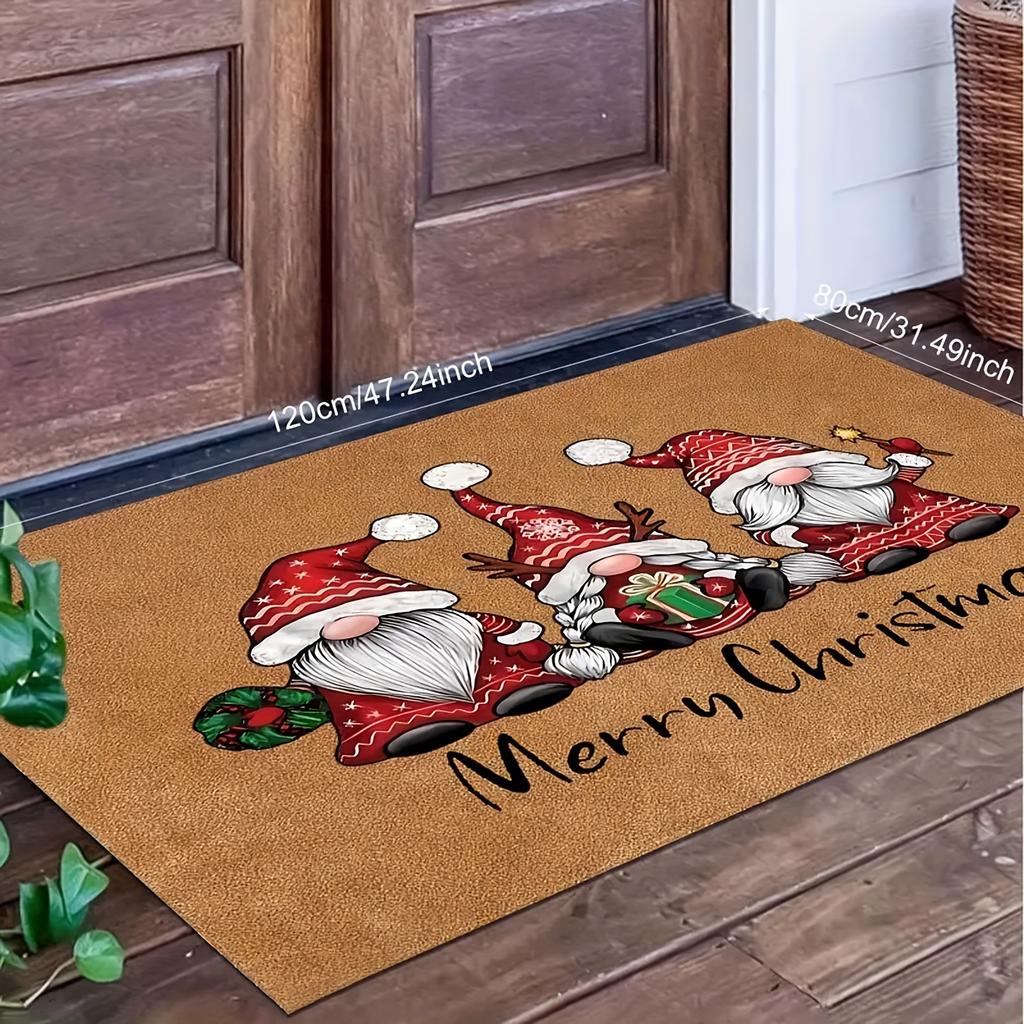 2pcs Merry Christmas Gnome Welcome Doormat,Festive Santa,Gnome Design, for home,Ultra Absorbent,Soft Texture