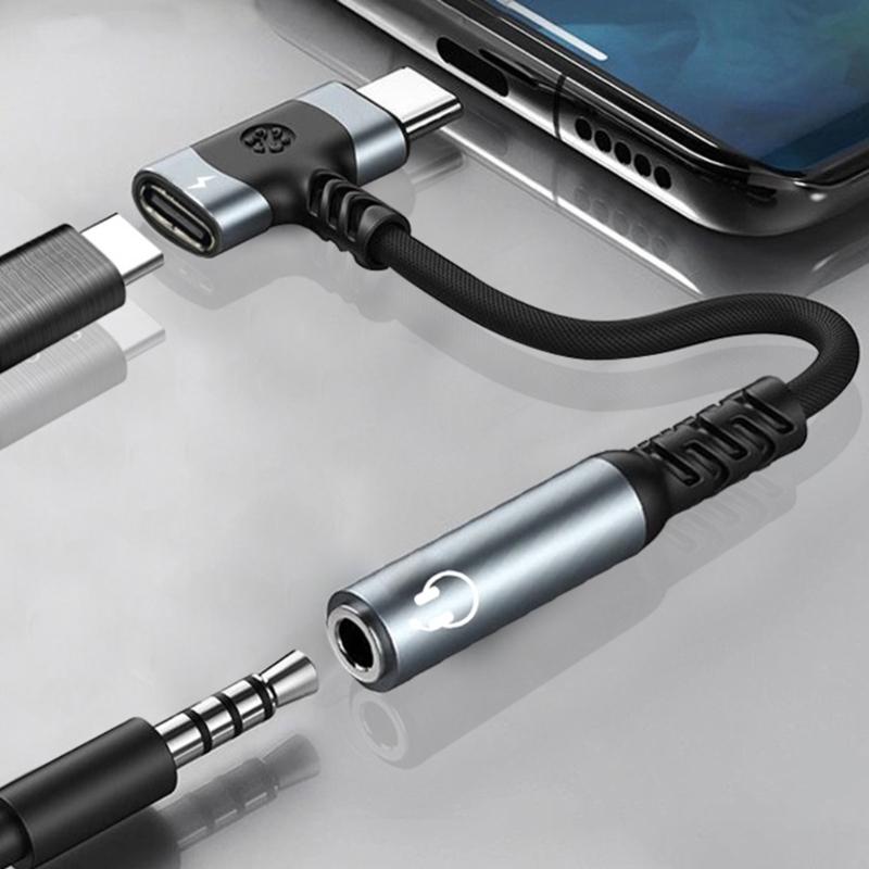 2 In 1 Type C To 3.5mm Extension Cable Fast Charging Portable for Headphone Mobile Phone Enhances Sound Output Quality
