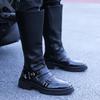 Men's Boots High Quality Patent Leather Mid-calf Boot Fashion High-top Knight Boots for Men Motorcycle Boots Botas Para Hombre