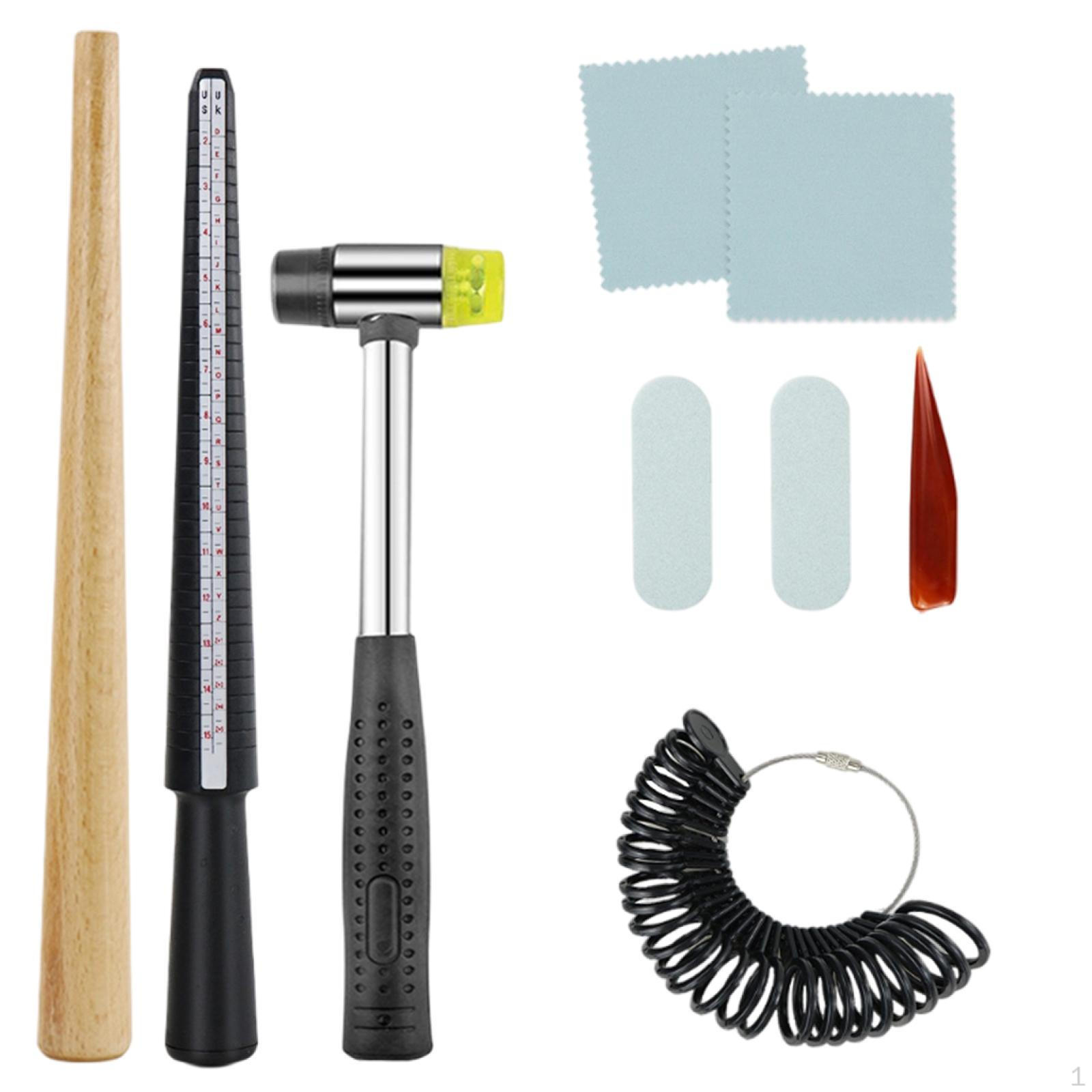 9Pcs Professional Ring Sizer Measuring Tool Set Rings Rubber Finger Guage