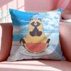 Animal T-Tanuki Cushion Cover Breathable Linen Pillowcase Summer Odorless Eco-Friendly Invisible Zipper Washable