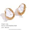 MamacitaSlay New Designed Stainless Steel Imitation Pearl Irregular Earrings Waterproof Jewelry Charm Statement Earrings Gift