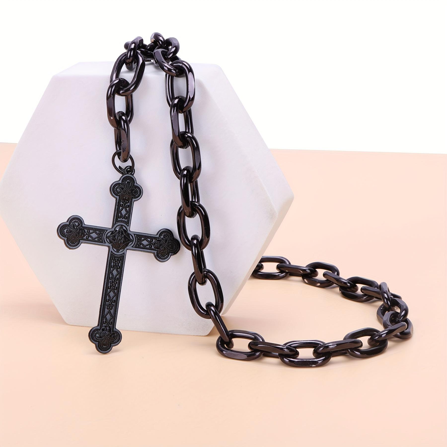 Women s Gothic Chain Belt with Large Black Cross Pendant - Heavy-Duty Metal Layered Chain, Hip-Hop Street Style Waist Belt for Casual, Formal & Party One Size