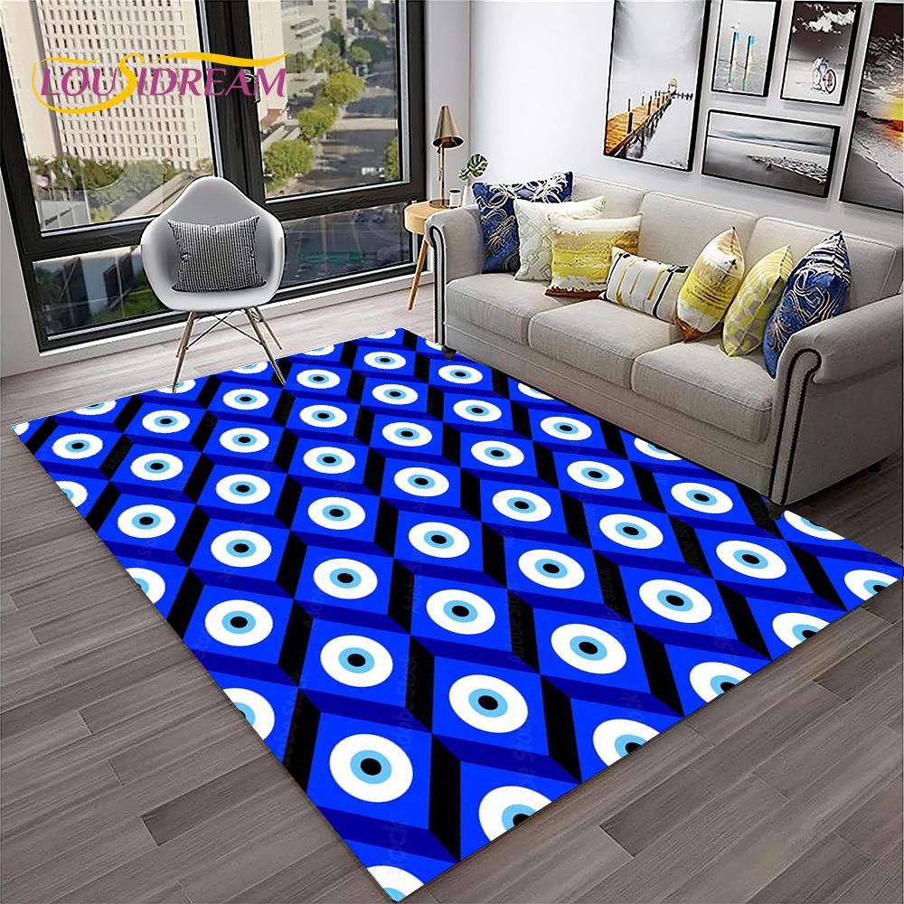 Evil Eye,Eye of Horus,Nazar Tree of Life Carpet Rug for Home Living Room Bedroom Sofa Doormat Decor,Area Rug Non-slip Floor Mat