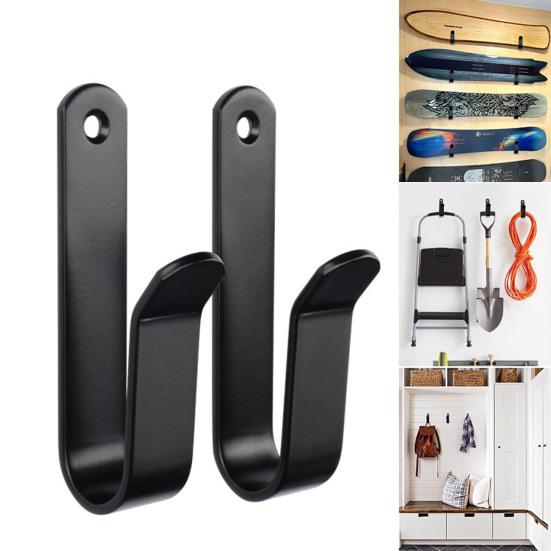 2 Pcs Snowboard Wall Mount Hooks Punching Great Load Bearing Thickened Heavy Duty Anti-slip Bag Hat Plaque Tools Clothes Surfboard Skateboard