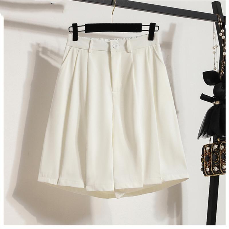 Plus Size Summer Shorts Pants Women Elastic Pants Loose Casual Female Basic Trousers Solid Wide Leg Pants White 5XL