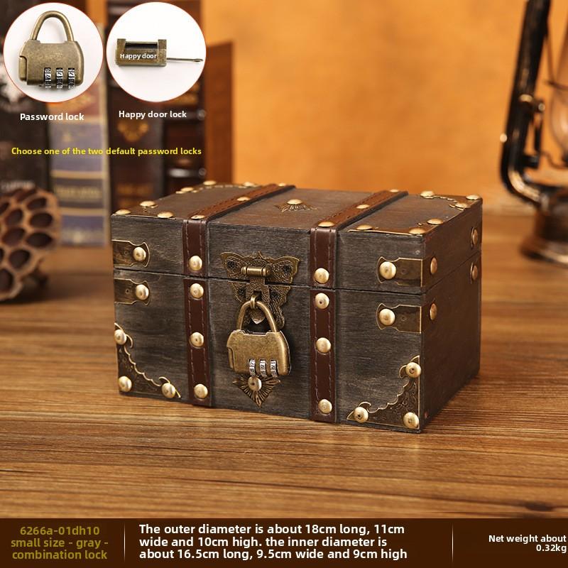 European Retro Wooden Lock Storage Box Home Storage Box Wooden Box Decorative Ornament Secret Room Escape Prop Box