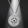 LIKGREAT Vintage Compass Pendant Necklace For Men Stainless Steel Neckchain Hip-hop Style Ocean Adventure Pirate Style Jewelry