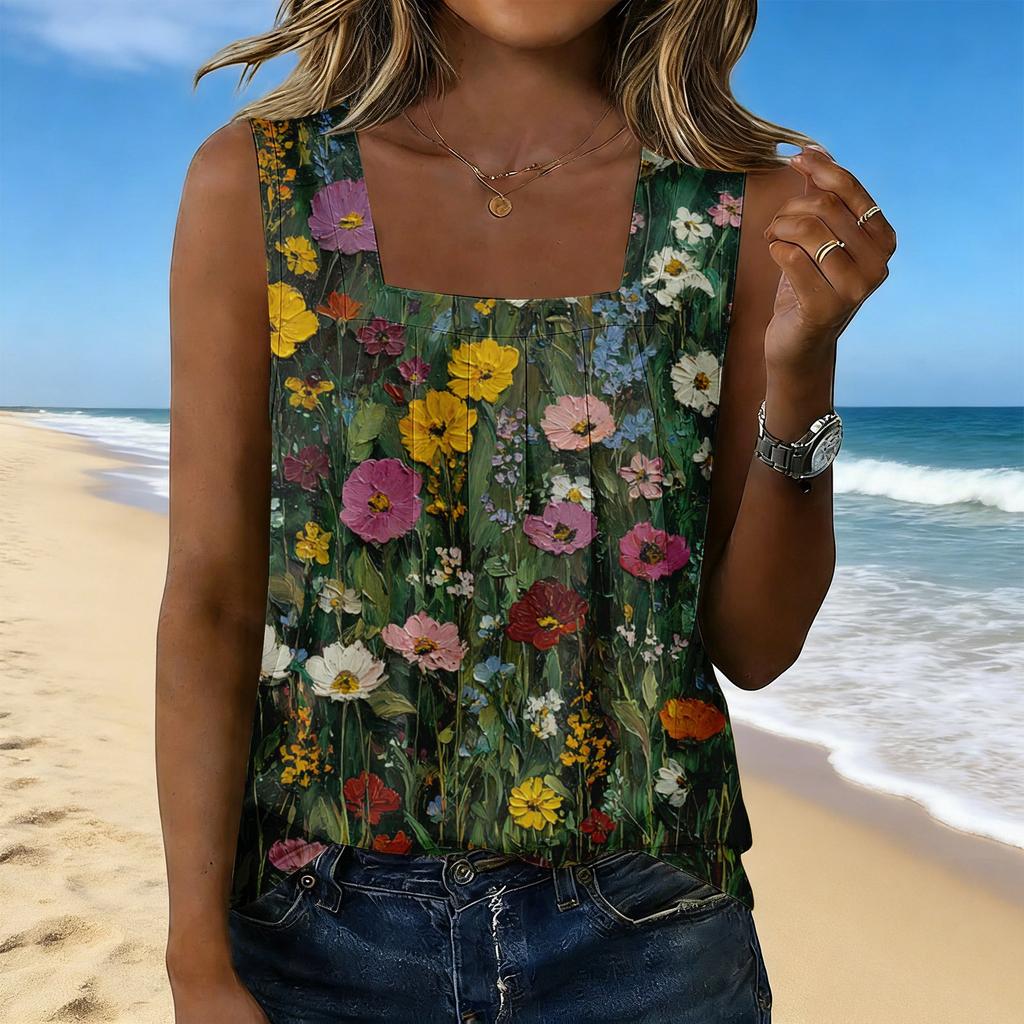Women's Fashionable Casual Vintage Print Tank Top