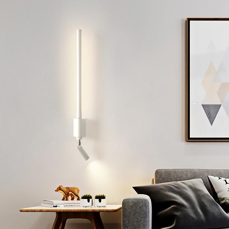 Nordic Minimalist Long Strip Bedside Wall Lamp with Eye-Protecting Reading Light and Switch for Hallways, Entrances, and Hotel Rooms