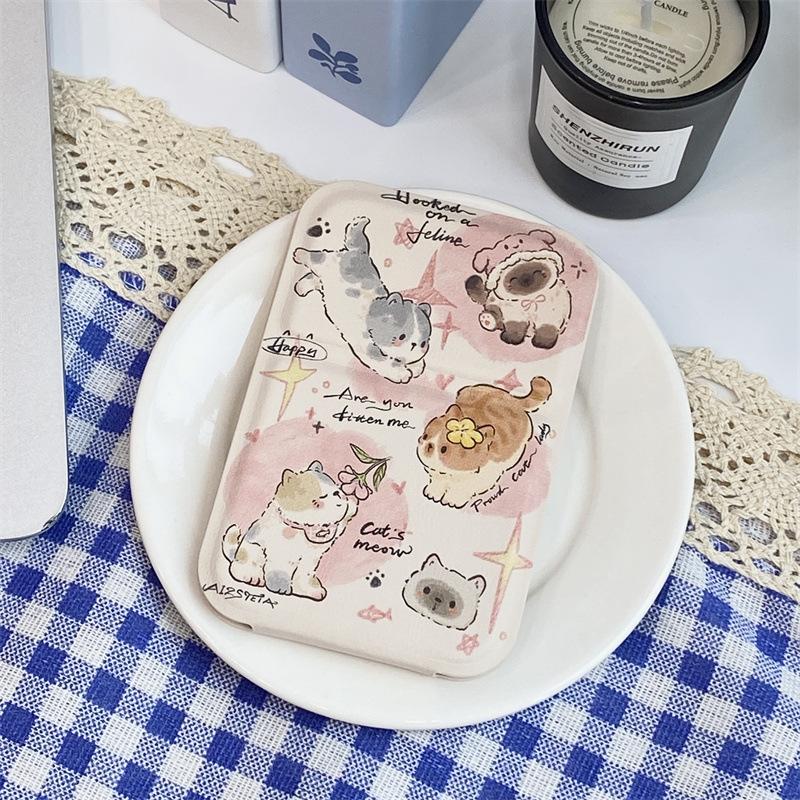 3-Farben Desktop Make-up Spiegel PU-Leder Einfach Tragbar Handspiegel Faltbar Studenten Kompakt Süßer Taschenspiegel Neu