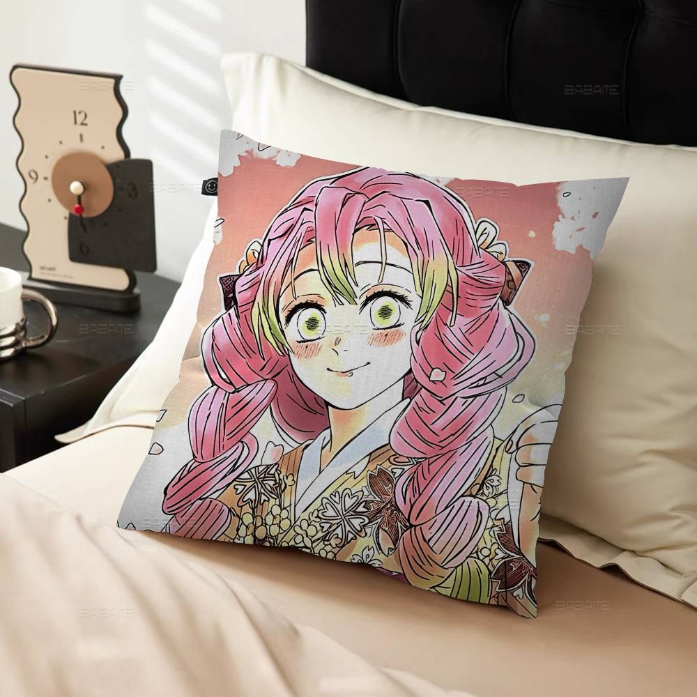 Anime Character Mitsuri Kanroji Pillow Cushion Cover Pillowcase Living Room Sofa Home Decor Customized