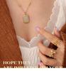 French Retro Rose Flower Necklace with Geometric Bead Chain, 18K Gold-Plated Titanium Steel