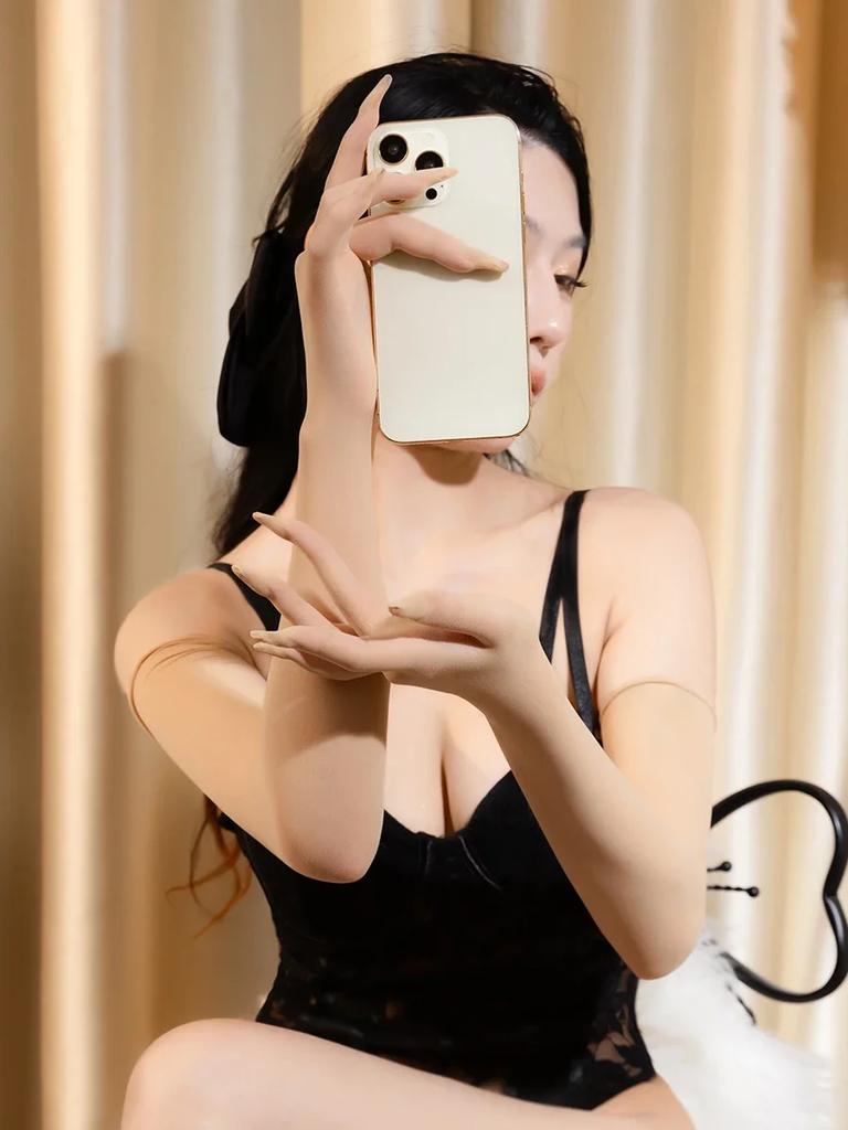 Sexy Fünffingerhandschuhe Ölglänzend Elastisch Transparent Sonnenschutzhandschuhe Fahrt Hochzeitsreiz Handschuhe Damenbekleidung Partyhandschuhe