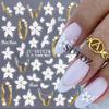 White 5D Embossed Small Flower Stickers with Gold Accents