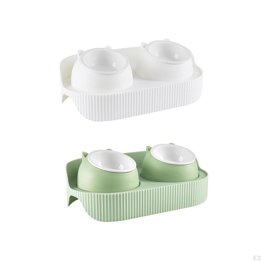 Cat Food And Water Elevators, Non-Slip Leaning Pet Dishes, Feeder Bowl