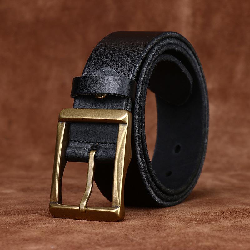 Retro Leather Top Layer Cowhide Belt for Men, Simple and Versatile, Light Luxury Style Casual Jeans Belt for Men