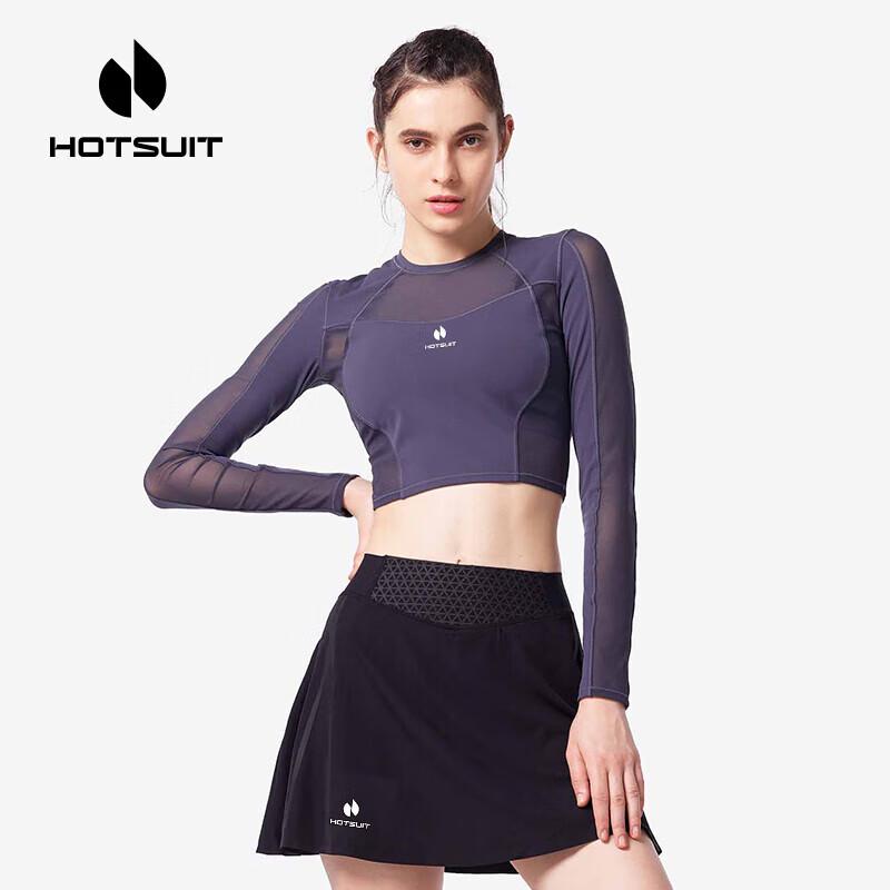 HOTSUIT Women s High-Neck Long Sleeve Fitness Crop Top S