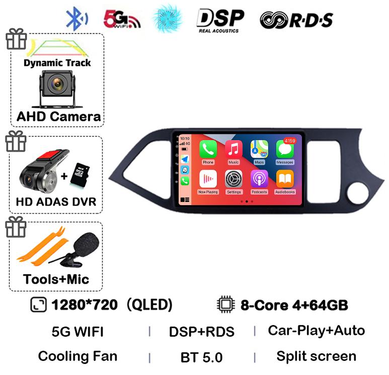 Android 14 WIFI+4G Carplay For KIA PICANTO Morning 2011 2012 2013 2014 2015 2016 RHD Car Radio GPS Multimidia Player Head Unit