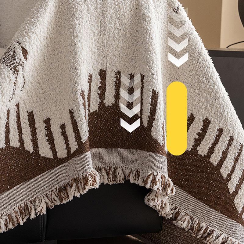 French Zebra Printed Sofa Towel with Tassels All-Inclusive Sofa Cover for Four Seasons Multifunctional Blanket for Home Office