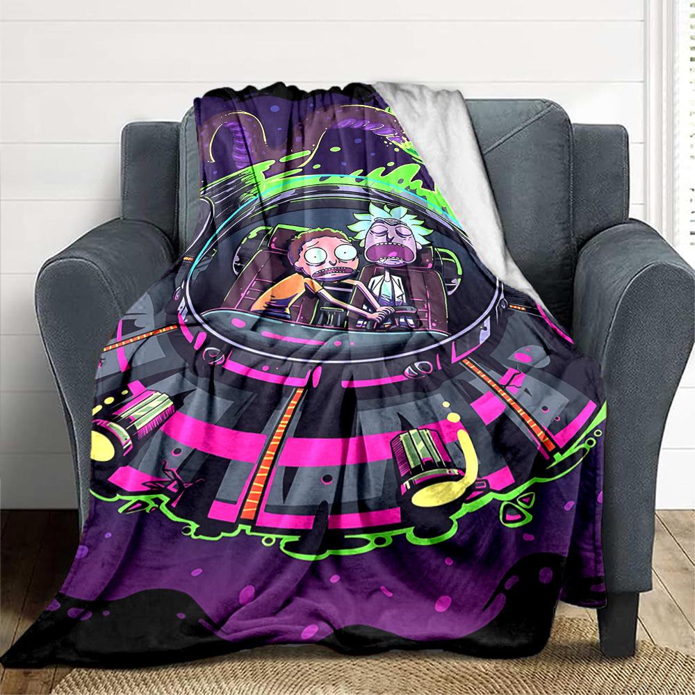 1 peça Cobertor Rick and Morty Leve Manta de Flanela Para Sofá, Cama, Viagem, Acampamento, Sala de Estar, Escritório, Sofá, Cadeira e Cama