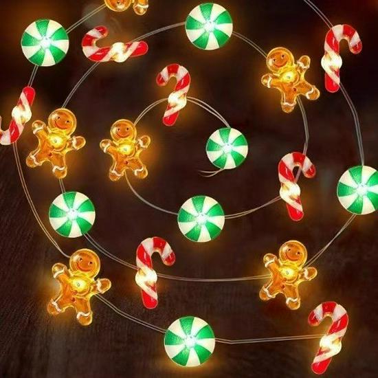 Luci di Natale a LED con Babbo Natale, Pupazzo di Neve, Renna e Campane nel Design Cappello Nero