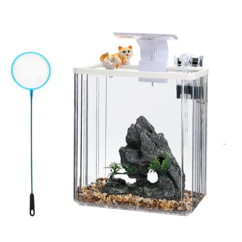 

Small Aquariums Set With Integrated Noise Without Air Pumps and Energy Efficient Light For Small Space Environment