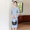 Women's Sky Blue 3/4 Sleeve Blazer Suit Set