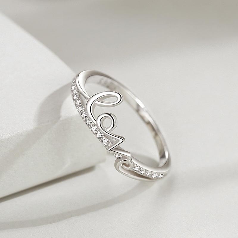 Ada Jewelry Joya Plata 925 Sterling Silver New Rhodium Plated Love Design Rings for Women