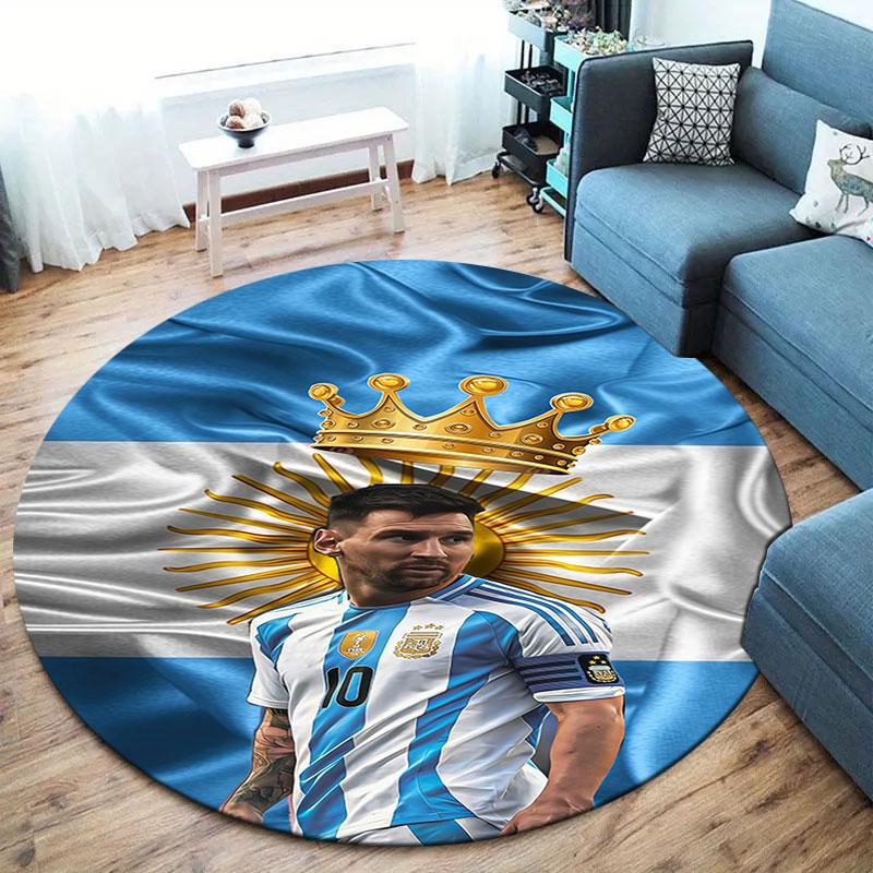 Lionel Messi Round Area Rug,Carpet Rug for Living Room Bedroom Sofa Playroom Decor,Non-slip Floor Mat