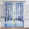 Natural Forest Snow Scene Exterior Door Thin Window Curtains for Kids Living Room Bedroom Bathroom Kicthen Cupboard Hooks2Pieces