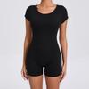 European & American Backless Peach Hip Tight Yoga One-Piece - Short Sleeve for Dance, Fitness & Sports