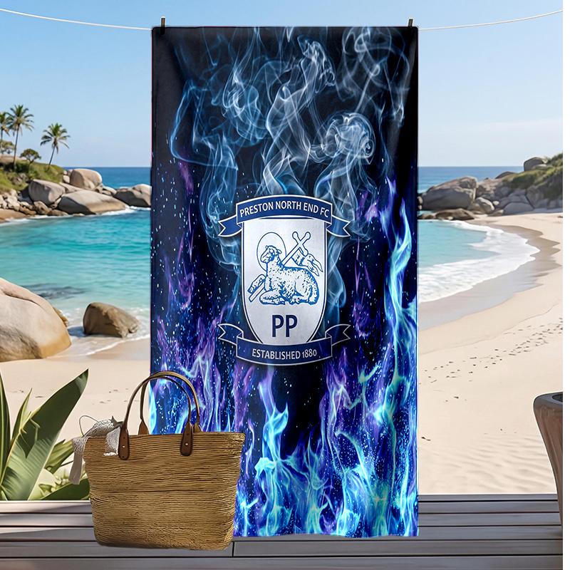 Asciugamano da Spiaggia con Stampa del Preston North End Football Club, Asciugamano Grande Morbido ad Asciugatura Rapida per Spiaggia Campeggio Nuoto