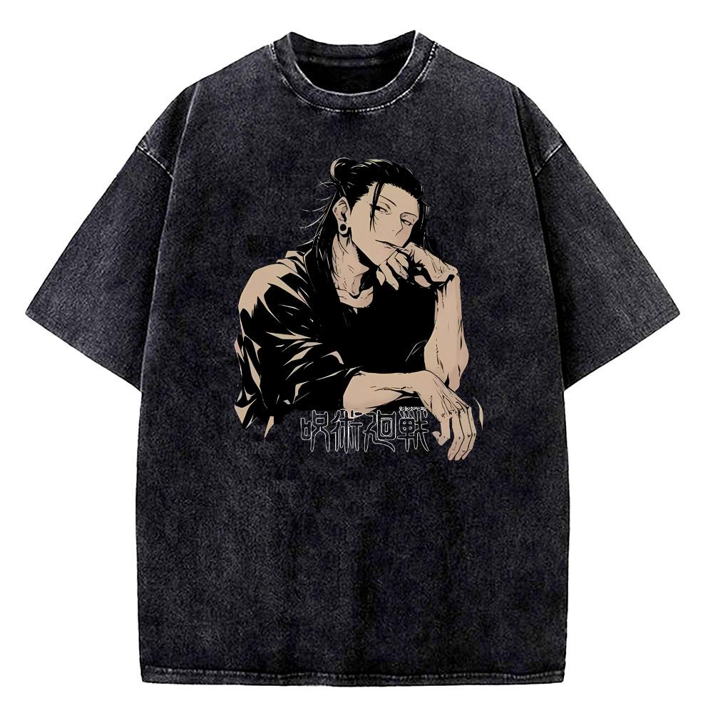 Anime Jujutsu Kaisen Choso Print T-Shirt Herren Damen Y2k T-Shirts Vintage Gewaschene Baumwolle T-Shirt Harajuku Männliches Kurzarm-T-Shirt