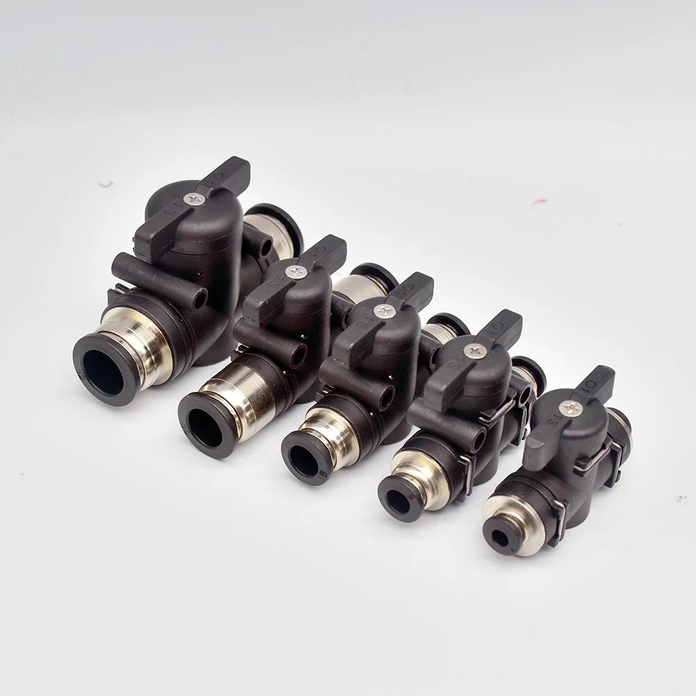 BUC Black 4mm 6mm 8mm 10mm 12mm Pneumatic Push-In Quick Joint Fittings Manual Ball Valve Hand Turn Switch Connector