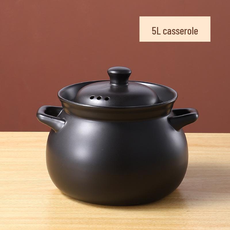 Tradiční hliněný kastrol - Odolný vysokým teplotám, Bezpečný pro otevřený oheň, Keramický hrnec na dušení a polévku pro domácí použití