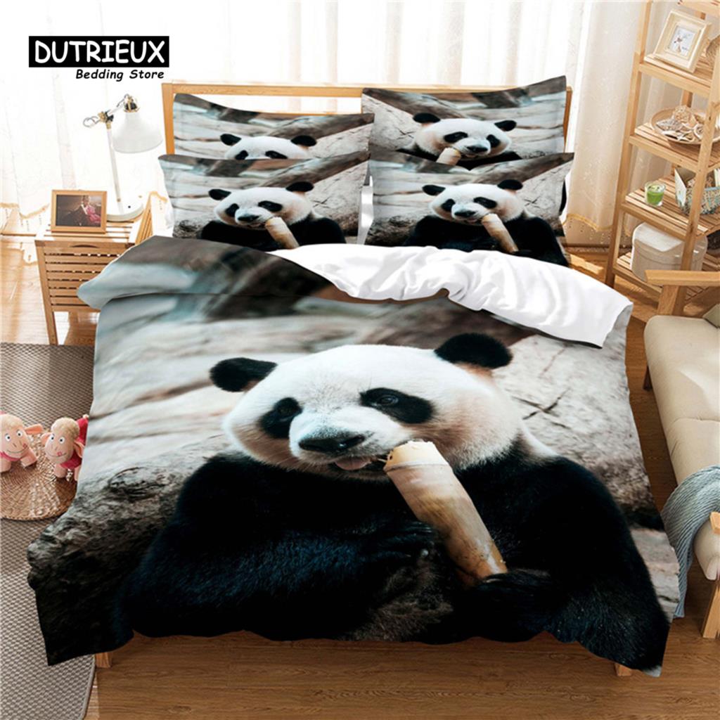National Treasure Panda Bedding Set, 3Pcs Duvet Cover Set, Soft Comfortable Breathable Duvet Cover, For Bedroom Guest Room Decor