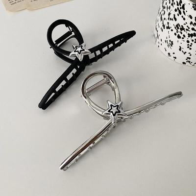 Metall Silber Matt Schwarz Stern Clip Haarnadel AA-85 Stein