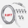 9.8ft Adjustable Large Hose Clamps Worm Gear Stainless Steel Clamp 6 Fasteners Large Adjustable Worm Gear Band Hose