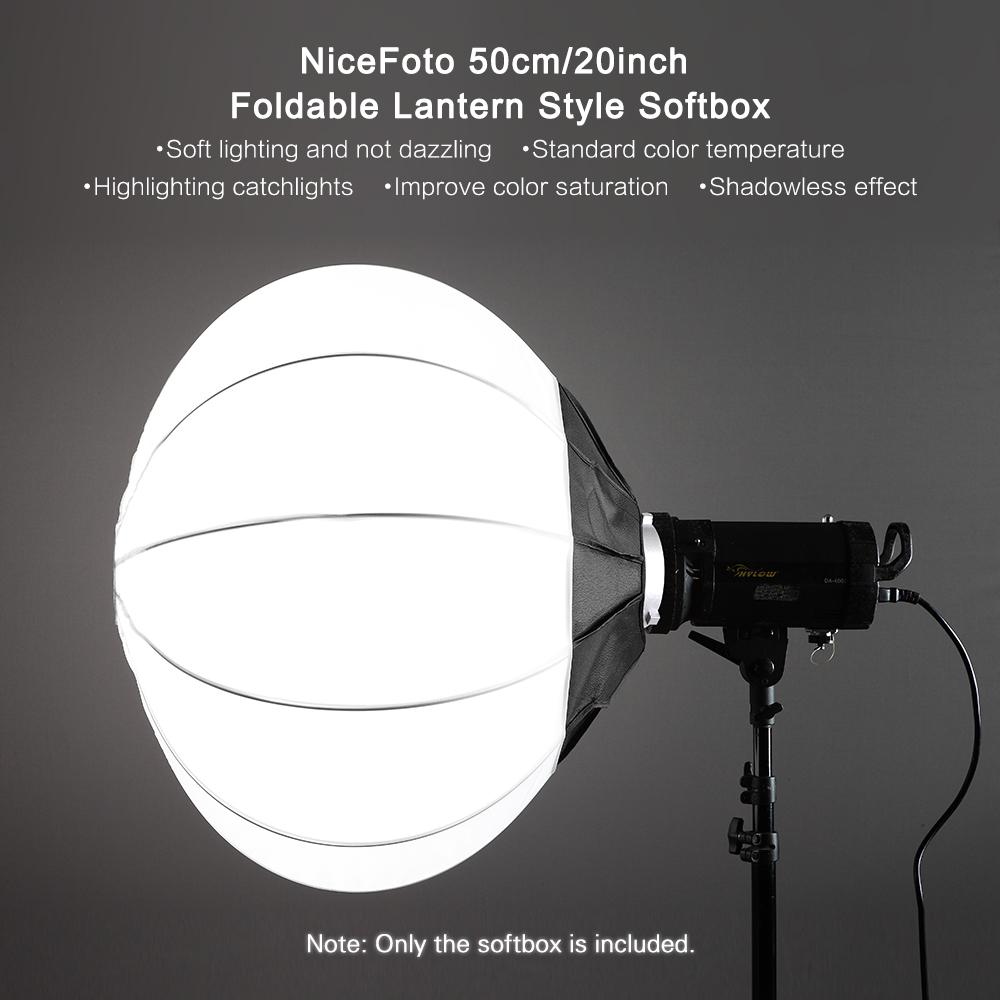 NiceFoto 50cm/20inch Foldable Lantern Style Softbox Ball Shape Soft Box with Bowens Mount