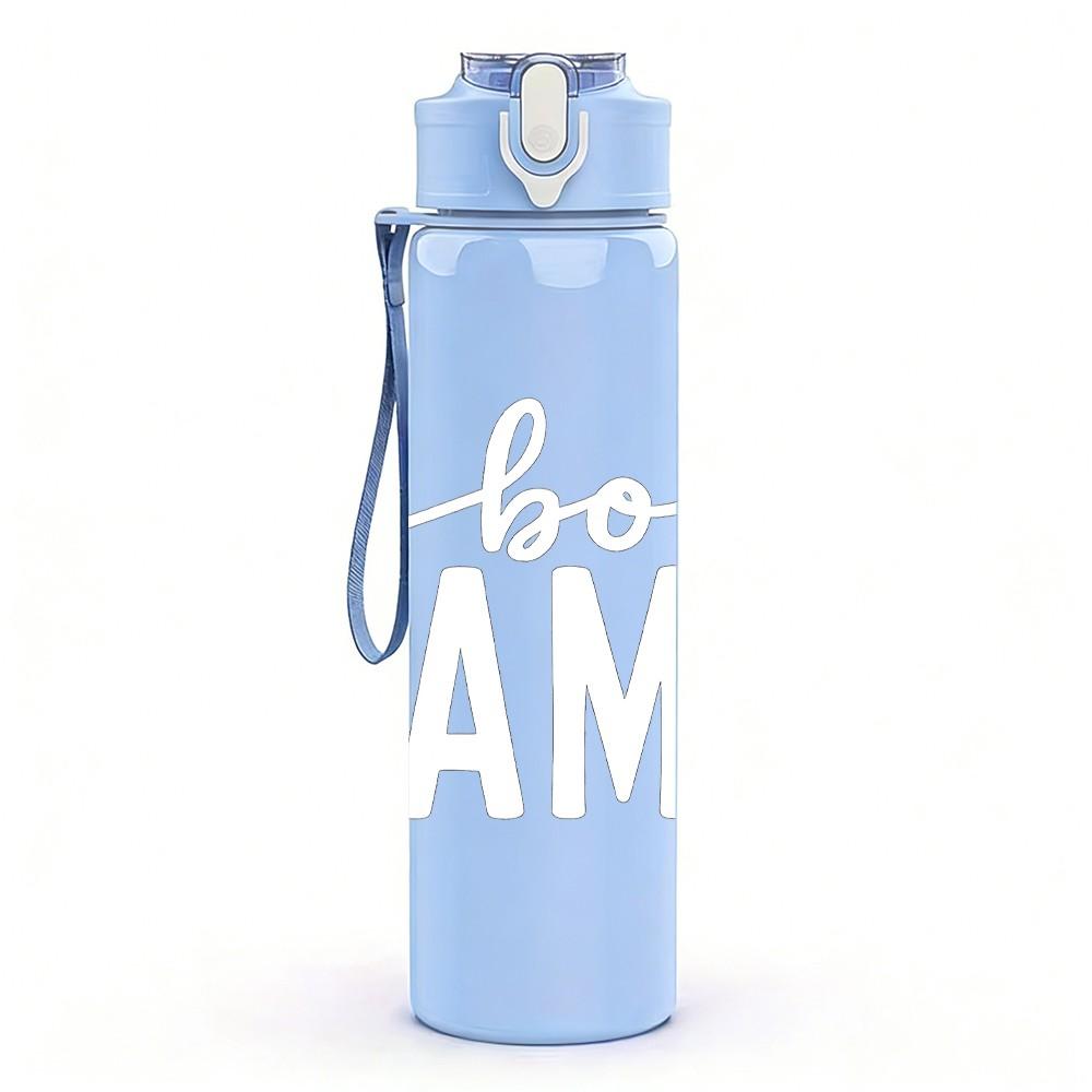 1PC Boy Mama Text Print 750ml Color Plastic Sports Water Bottle Leakproof Flip Straw Lid Suitable for Sports Office Home Use