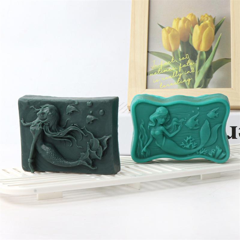 3D Mermaid Silicone Soap Mold DIY Ocean Goddess Candle Resin Making Geometry Square Chocolate Mold Home Decor Crafts Gifts