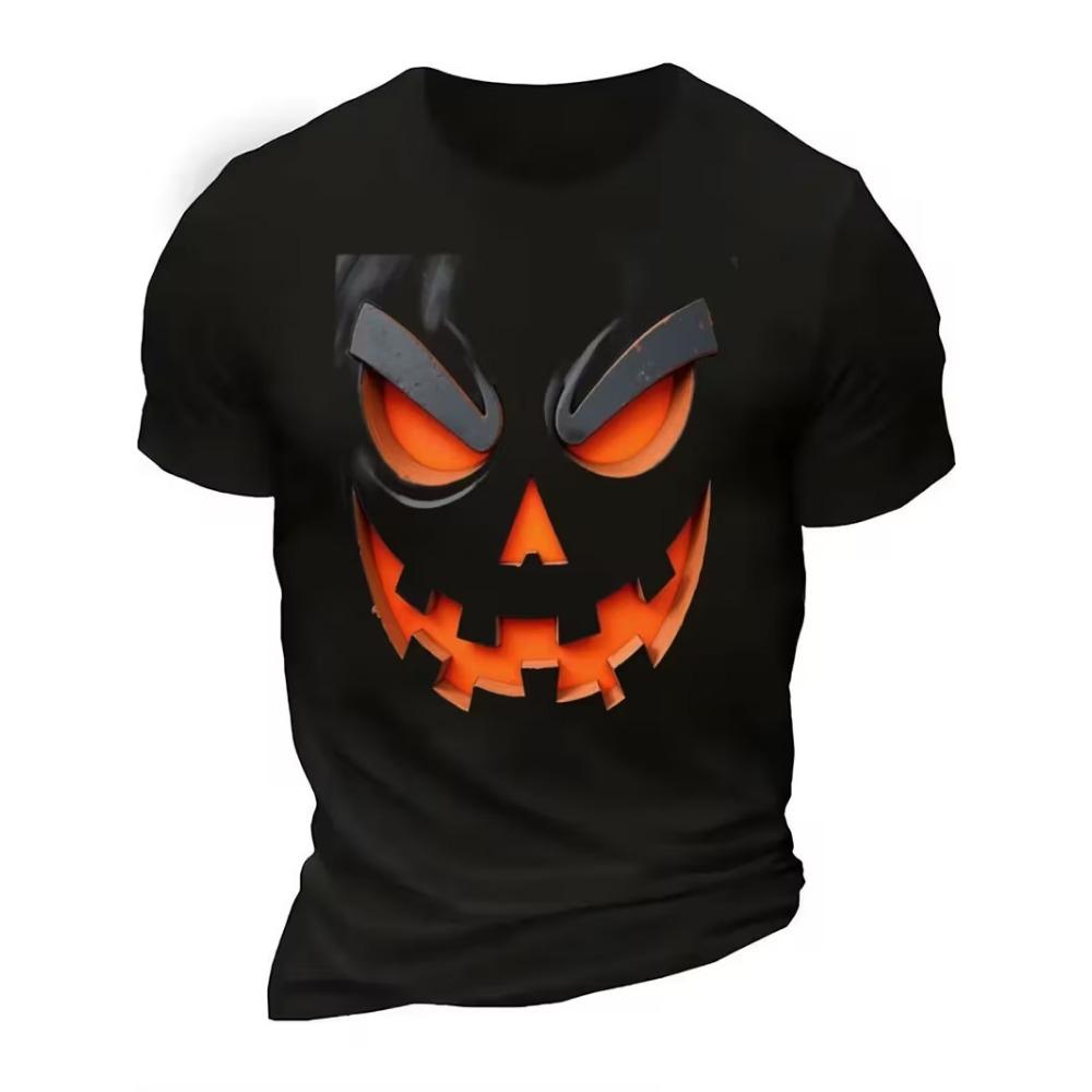 Fashion Halloween Men's T-shirts Clothing 2025 Crew Neck Short-sleeved Tee Funny Pumpkin 3D Printed Short Sleeve T-shirt For Men