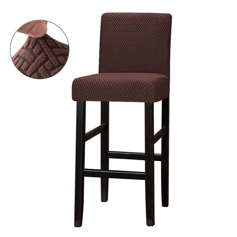Jacquard Bar Stool Chair Cover Spandex Stretch Short Back Chair Covers Solid Color Elastic Slipcover For Dining Room Home Hotel