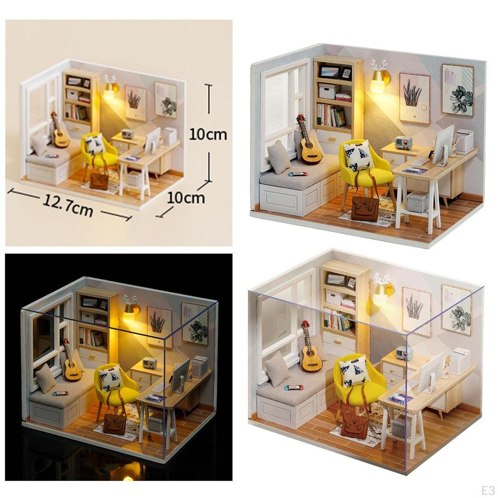 1:32 DIY Wood Miniature Dollhouse Kit Sunshine Study Room