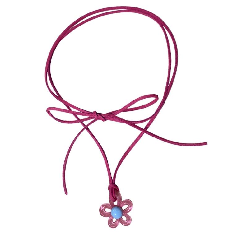 Blossom Necklace Colorful Flower Choker Hollow Flower Pendant Clavicle Chain